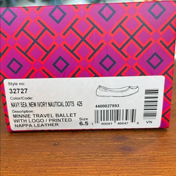 Tory Burch Minnie Travel Ballet with logo Napa leather Polka Dot Flats - Picture 2 of 16